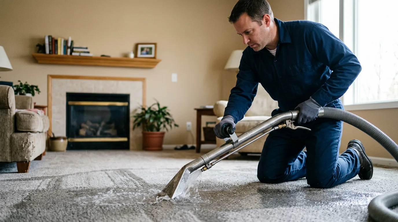 Water damage restoration technician working near Davenport, NY